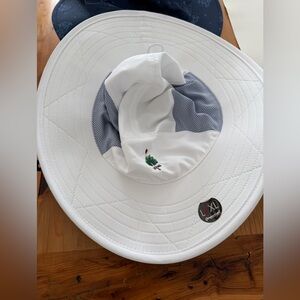 White and Blue Wide Brim Hat
